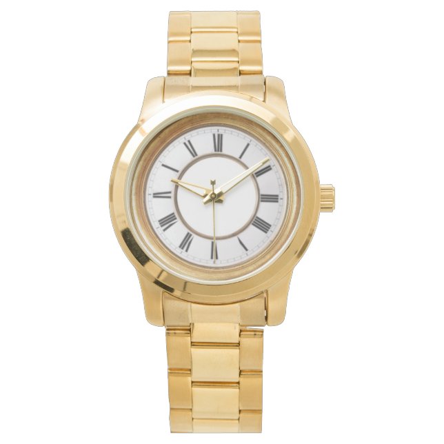 Roman Numeral Gold Unisex Watch Armbanduhr (Vorderseite)