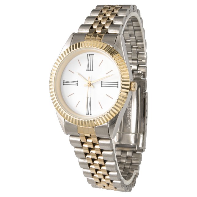 Roman Numerals Moderne Nummer groß einfach zu lese Armbanduhr (Schrägansicht)