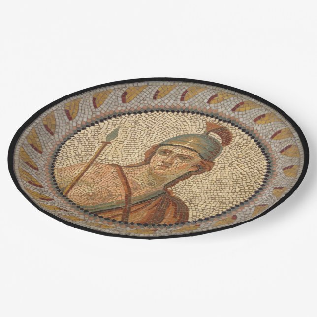 Roman Soldier Mosaic Pappteller (Schrägansicht)