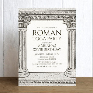 Roman Toga Party Einladung mit eleganten Säulen