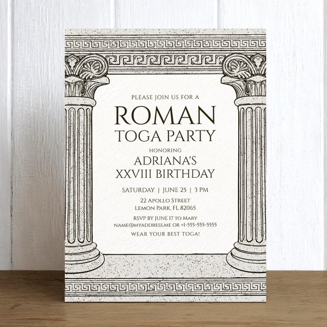 Roman Toga Party Einladung mit eleganten Säulen (Von Creator hochgeladen)