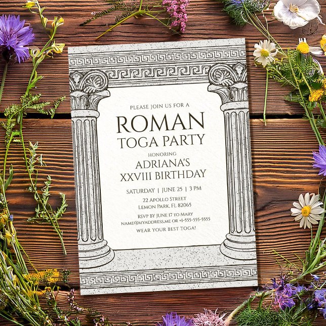 Roman Toga Party Einladung mit eleganten Säulen (Von Creator hochgeladen)