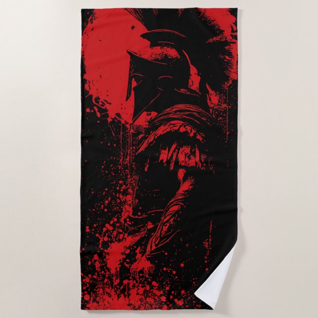 Roman Warrior Helmet Silhouette Art Strandtuch (Vorderseite)