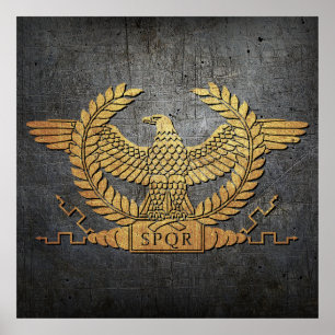 Roman Weathered Gold Eagle auf Eisen Poster