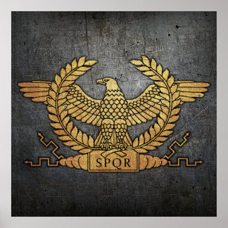 Roman Weathered Gold Eagle auf Eisen Poster