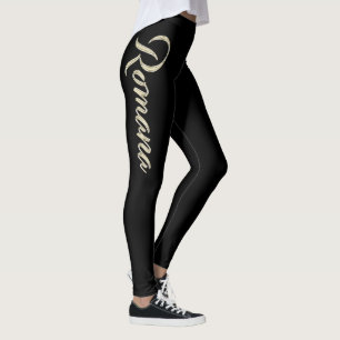 Romana white gold Handwriting Hose Leggings