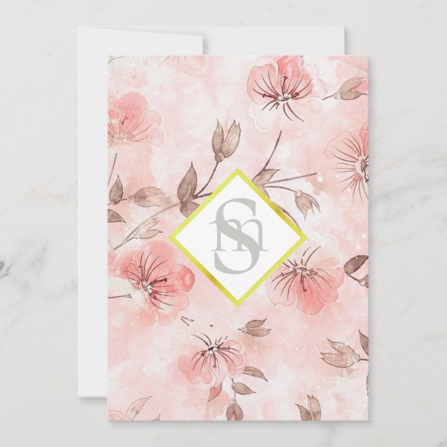 *~ Romance Blush AR26 Blume LIEBE QR UAWG Wedding Einladung (Vorderseite)