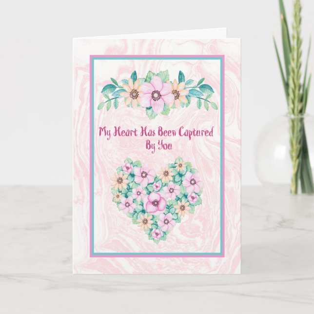 Romance Card mit floralem Herzen Karte (Vorderseite)