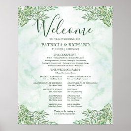 Romance Greenery Wedding Zeremony Program Board Poster