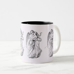 Romance & Heartfelt Angel Kiss Sketch Zweifarbige Tasse