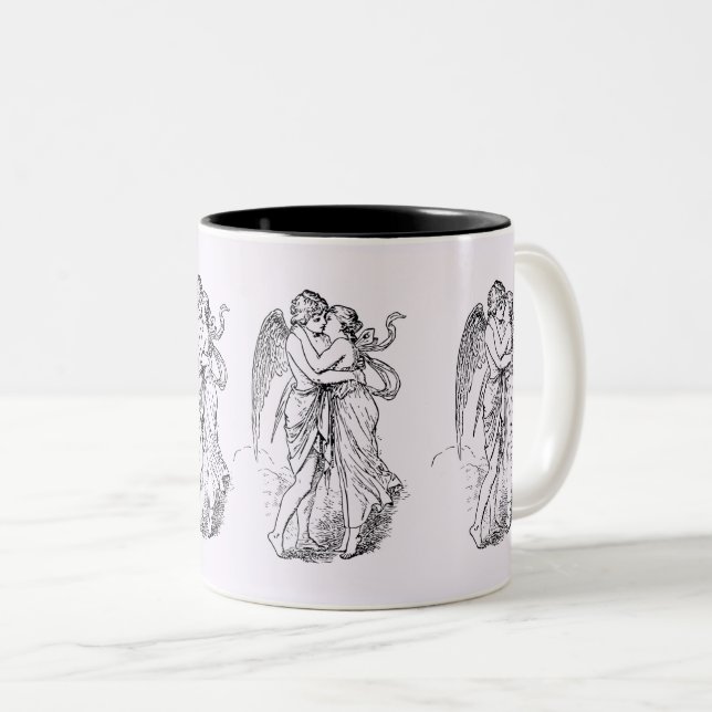 Romance & Heartfelt Angel Kiss Sketch Zweifarbige Tasse (VorderseiteRechts)