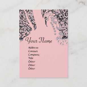 ROMANCE MONOGRAM , schwarz und rosa Visitenkarte