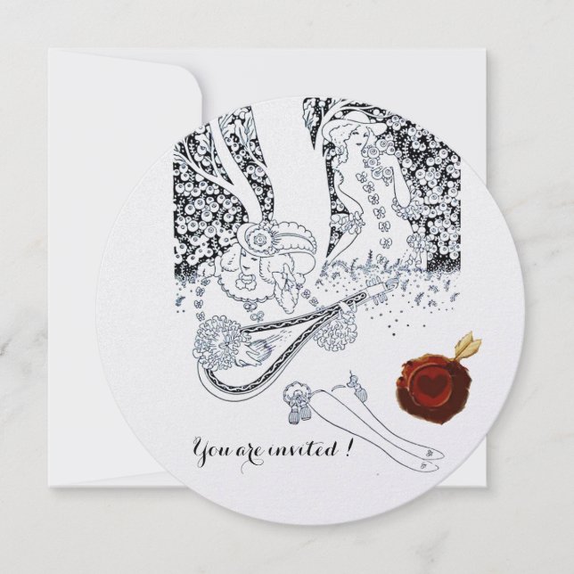 ROMANCE, ROMANTISCHE LIEBER ROTEN WAX SIEGEL Schwa Einladung (Vorderseite)