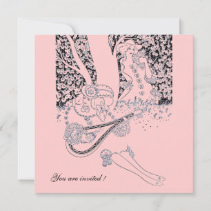 ROMANCE/ROMANTISCHE LIEBER SCHWARZE PINK WEDDING P EINLADUNG