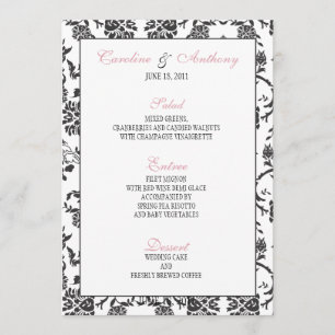Romance Wedding Menu Menükarte