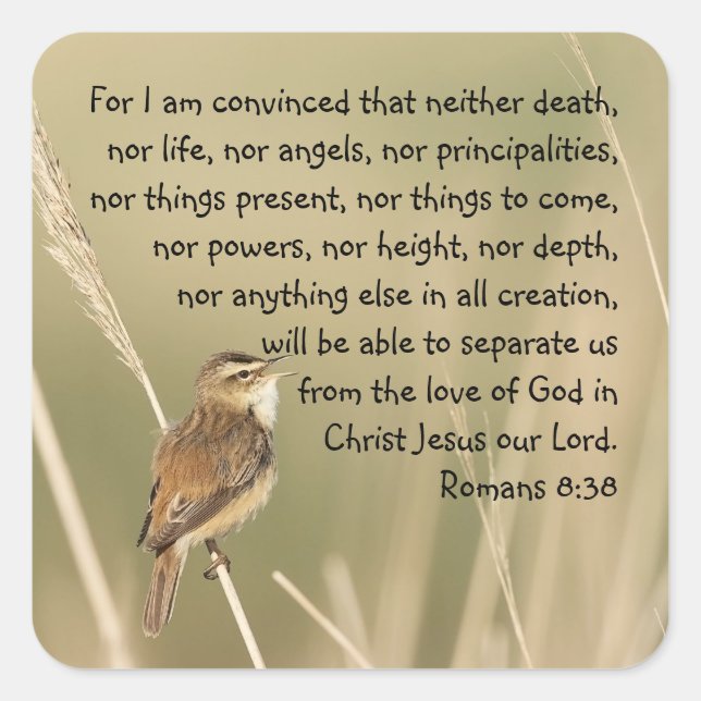 Romane 8:38 zur Inspirationsbibel-Bibelliteratur Quadratischer Aufkleber (Vorderseite)