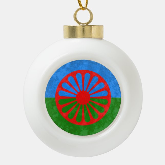Romani Keramik Kugel-Ornament (Vorderseite)