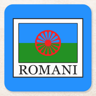 Romani Rechteckiger Pappuntersetzer