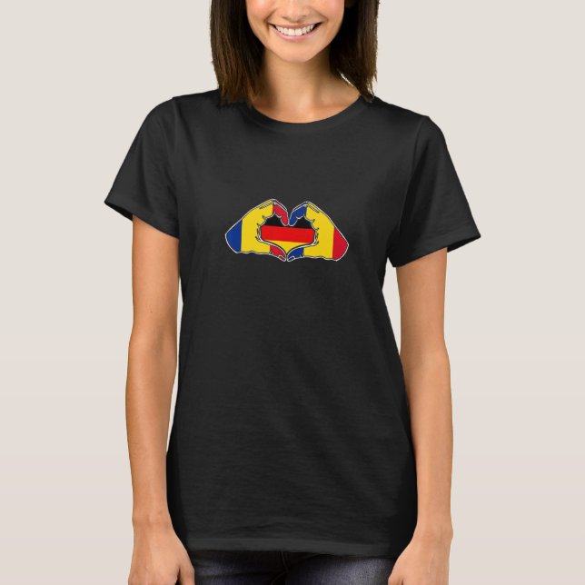 Romania and Germany Heart hand friendship T-Shirt (Vorderseite)