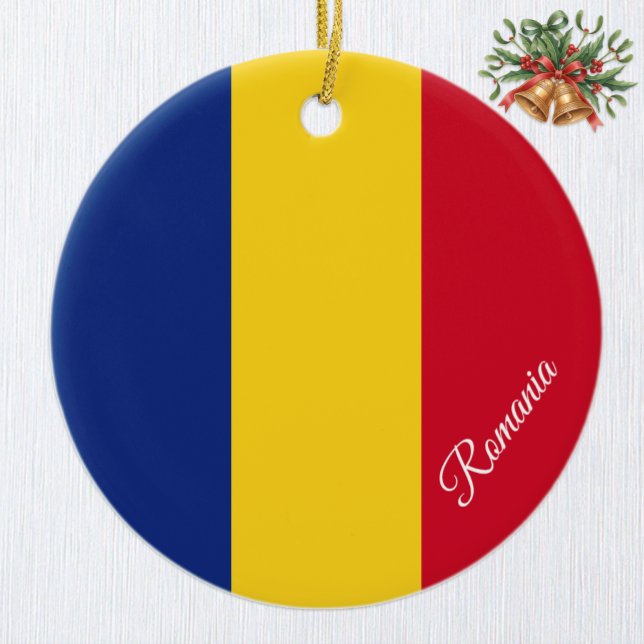 Romania Christmas Ornament, Romanian Flag Keramik Ornament (Romanian Flag Ornament / Christmas Romania)