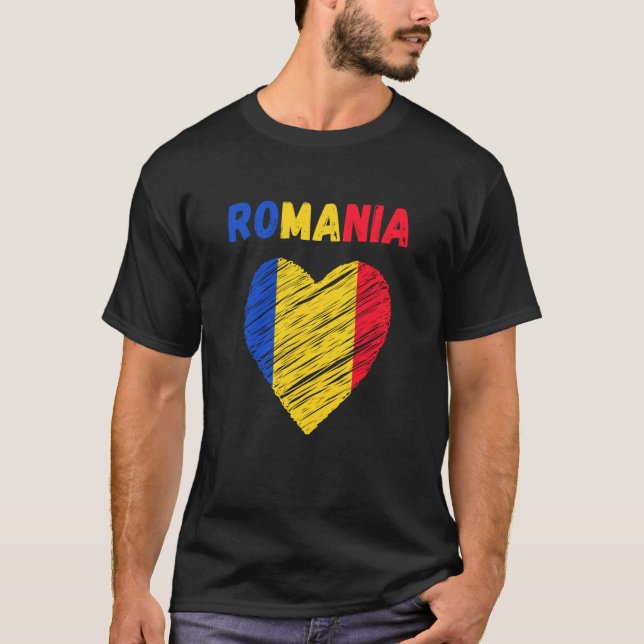 Romania Flag Holiday Romania Heart Romanian Flag T-Shirt (Vorderseite)