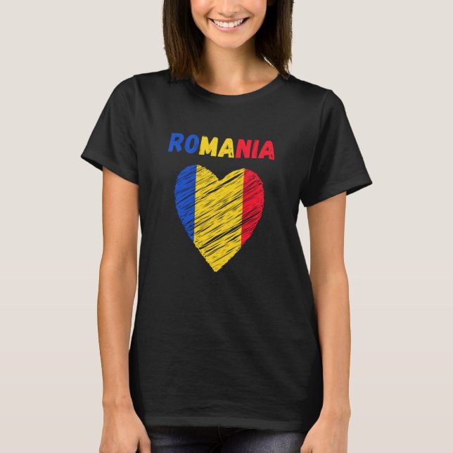 Romania Flag Holiday Romania Heart Romanian Flag T-Shirt (Vorderseite)
