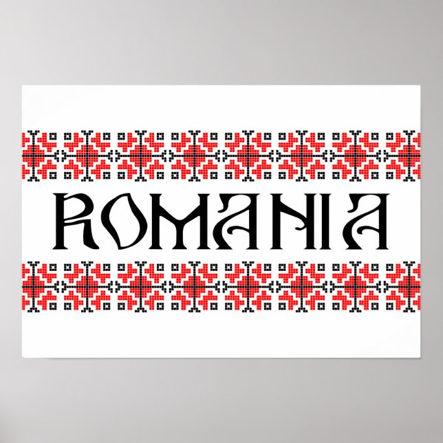 romania Land Symbol Name Text Folk Motif Tradit Poster (Vorne)