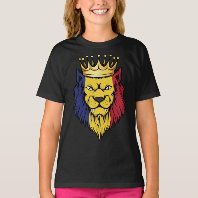 Romania Lion King Flag T-Shirt (Vorderseite)