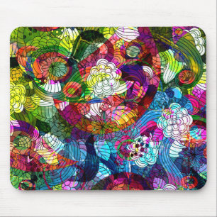 Romanische farbenfrohe Retro-Blumen-Design Mousepad