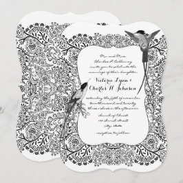 Romanitsches Hummingbird Schwarz-Weiß-Muster Einladung