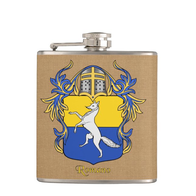 Romano Heraldischer Schild mit Helm und Mantle Flachmann (Vorderseite)