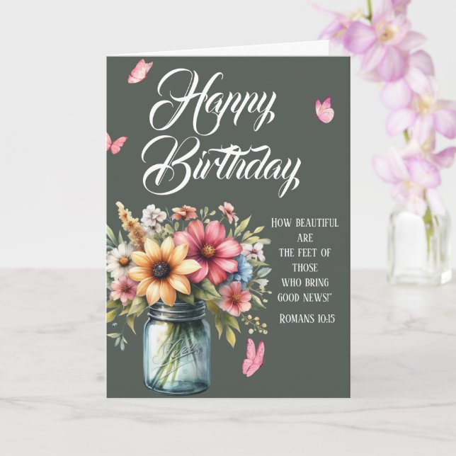 Romans 10:15 Birthday Greeting Card Karte (Orchidee)
