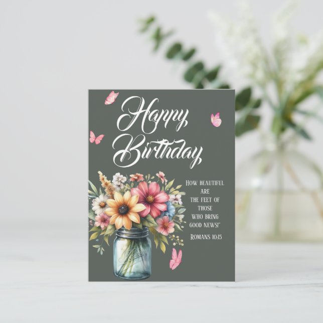 Romans 10:15 Birthday Postcard Postkarte (Stehend Vorderseite)