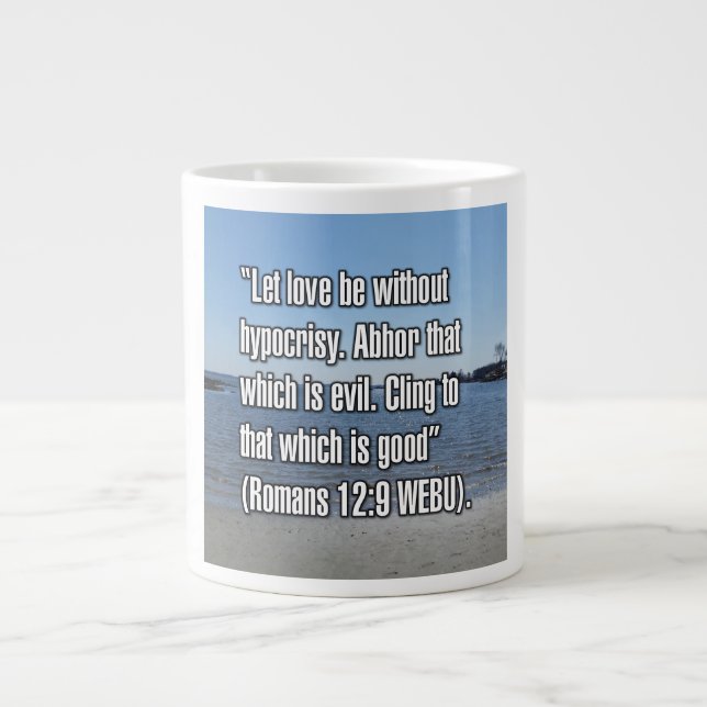 Romans 12:9 WEBU Mug Jumbo-Tasse (Vorderseite)