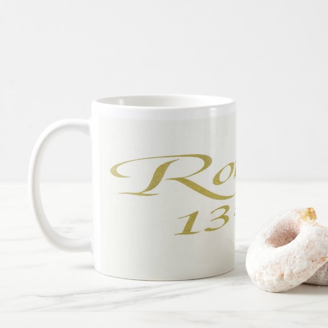 Romans 13:8-10: Bible Verse Mug Kaffeetasse (Mit Donut)