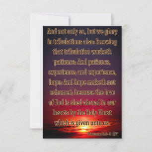 Romans 5:3-5 KJV Bible Verse Pic Greeting Card Karte