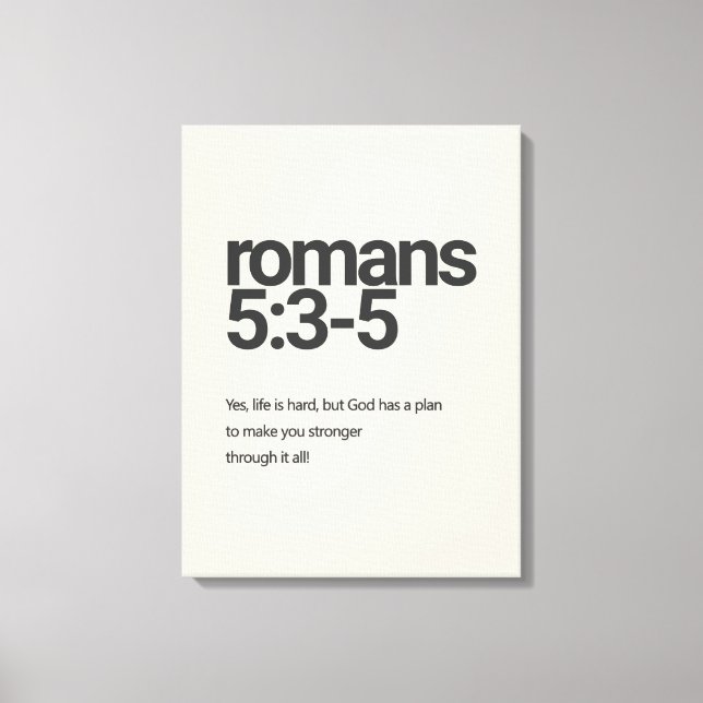 Romans 5:3 Minimalist Christian Canvas Wall Art Leinwanddruck (Vorderseite)