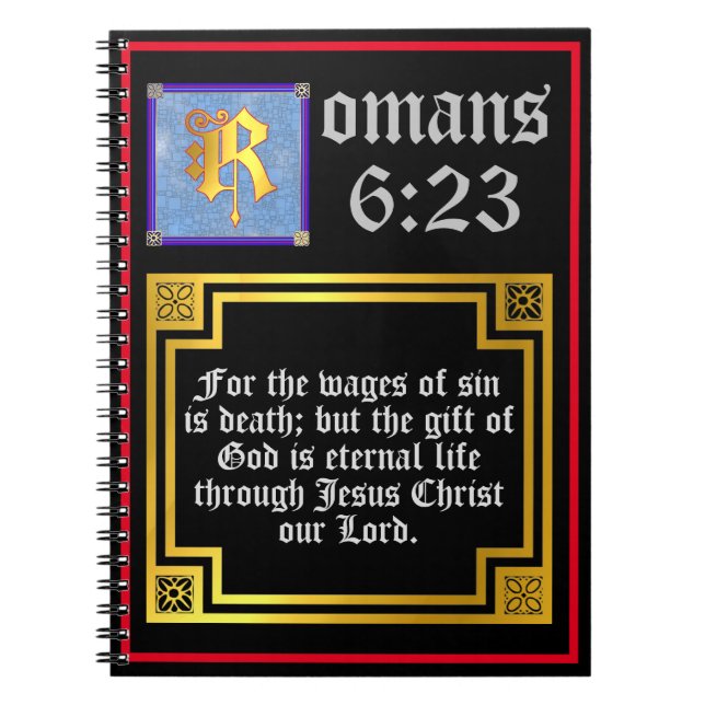 Romans 623 Gold Letter Eternal Life Bible Verse Notizblock (Vorderseite)