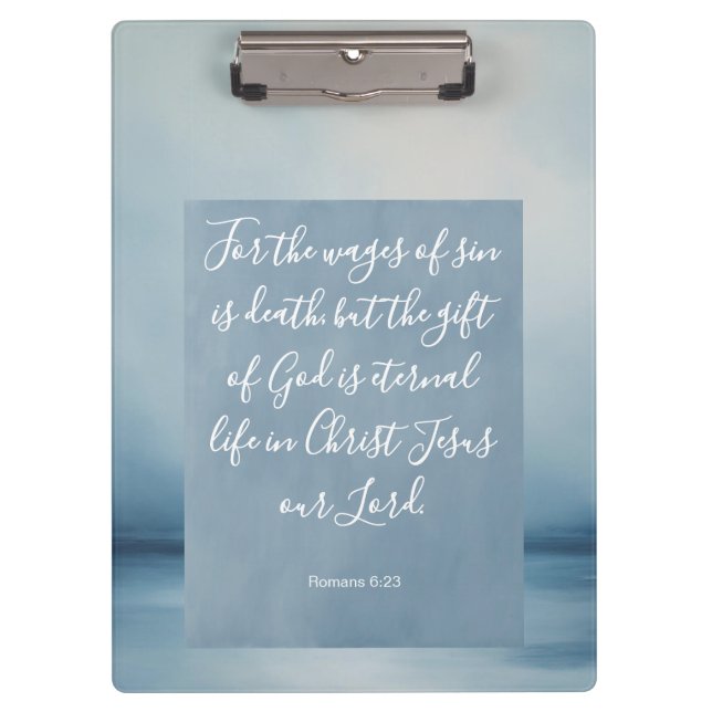 Romans 6:23 Bible Verse Image Spiral Notebook Klemmbrett (Vorderseite)