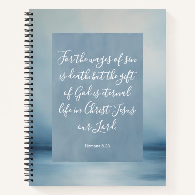 Romans 6:23 Bible Verse Image Spiral Notebook Notizbuch (Vorderseite)