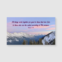 Romans 8:28 Bergsonnenuntergang-Fotografie-Magnet Magnetkarte