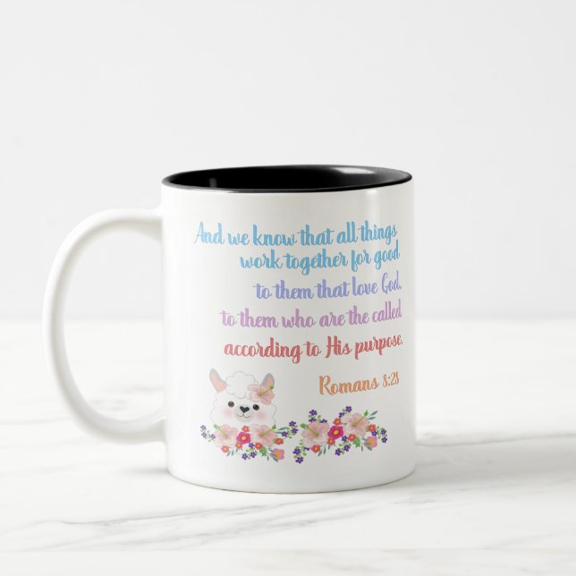 Romans 8 Bibelverse Design Zweifarbige Tasse (Links)
