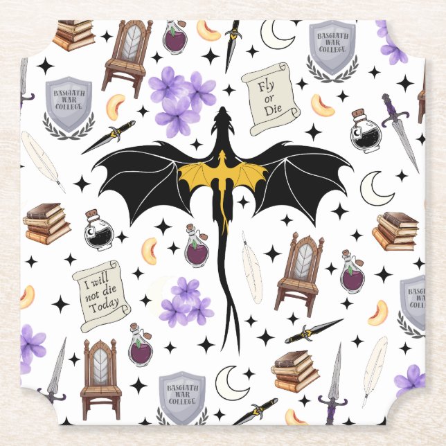 Romantasy-Buchleser-Geschenke Fourth Wing Unterset Untersetzer (Vorderseite)