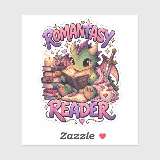 Romantasy Dragon Reader Custom-Cut Vinyl Sticker (Blatt)