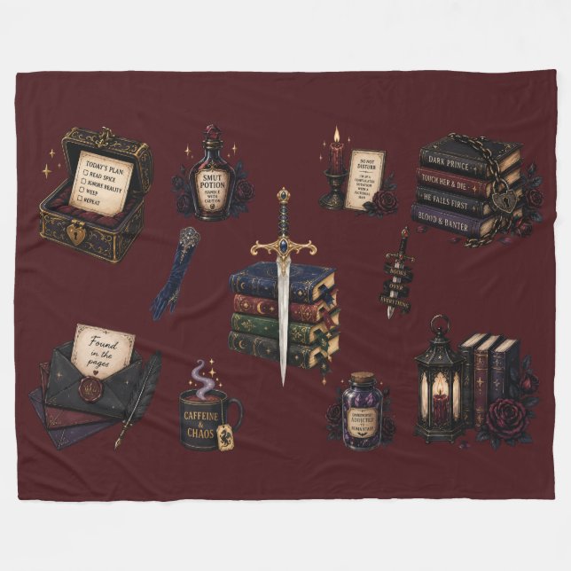 Romantasy, Koffein und Chaos Fleecedecke (Vorderseite (Horizontal))