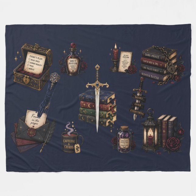 Romantasy, Koffein und Chaos Fleecedecke (Vorderseite (Horizontal))