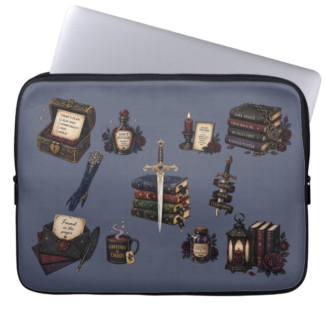 Romantasy, Koffein und Chaos Laptopschutzhülle (Vorderseite)
