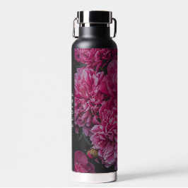 Romantic and moody Peony Floral Custom Name Trinkflasche