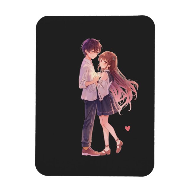 Romantic Anime Couple - Cute Aesthetic Lovers Art  Magnet (Vertikal)