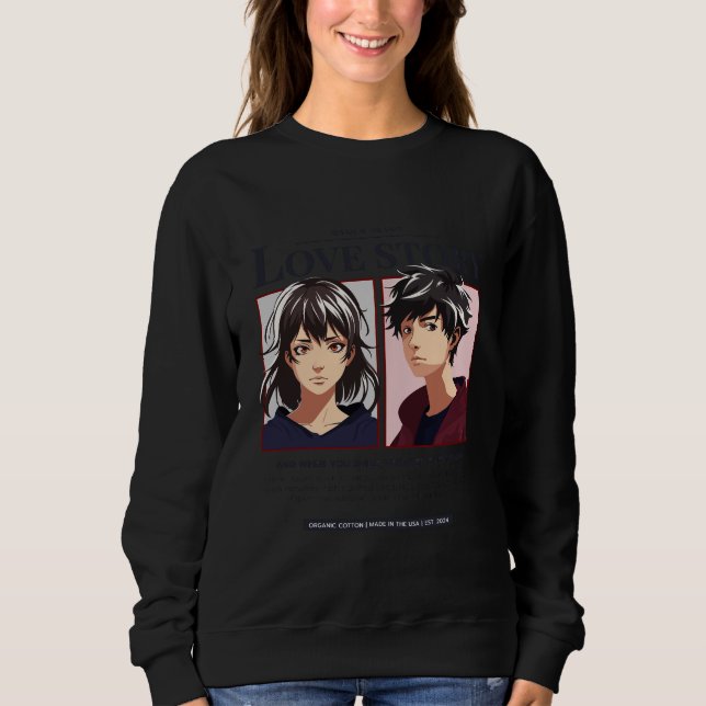 Romantic Anime Couple Love Story White Sweatshirt (Vorderseite)
